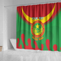 Personalised Mauritania Independence Day Shower Curtain Coat Of Arms With Map Flag Color