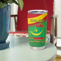 Personalised Mauritania Independence Day Tumbler Cup Coat Of Arms With Map Flag Color - Wonder Print Shop