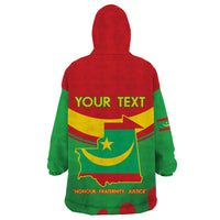 Personalised Mauritania Independence Day Wearable Blanket Hoodie Coat Of Arms With Map Flag Color - Wonder Print Shop