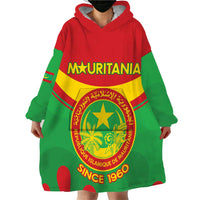Personalised Mauritania Independence Day Wearable Blanket Hoodie Coat Of Arms With Map Flag Color - Wonder Print Shop