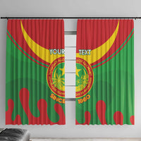 Personalised Mauritania Independence Day Window Curtain Coat Of Arms With Map Flag Color - Wonder Print Shop