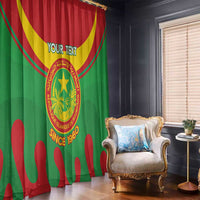 Personalised Mauritania Independence Day Window Curtain Coat Of Arms With Map Flag Color - Wonder Print Shop