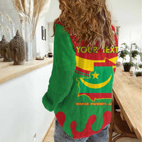 Personalised Mauritania Independence Day Women Casual Shirt Coat Of Arms With Map Flag Color - Wonder Print Shop