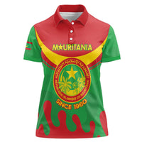 Personalised Mauritania Independence Day Women Polo Shirt Coat Of Arms With Map Flag Color - Wonder Print Shop
