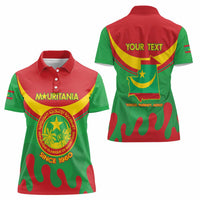 Personalised Mauritania Independence Day Women Polo Shirt Coat Of Arms With Map Flag Color - Wonder Print Shop