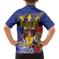 Barbados Independence Day Family Matching Off The Shoulder Long Sleeve Dress and Hawaiian Shirt 30 November Brown Pelican With Trident - Wonder Print Shop