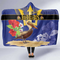 Barbados Independence Day Hooded Blanket 30 November Brown Pelican With Trident