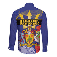 Barbados Independence Day Long Sleeve Button Shirt 30 November Brown Pelican With Trident - Wonder Print Shop