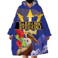 Barbados Independence Day Wearable Blanket Hoodie 30 November Brown Pelican With Trident - Wonder Print Shop