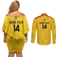 Colombia Football Custom Couples Matching Off Shoulder Short Dress and Long Sleeve Button Shirt 2026 Butterflies Orange-barred Sulphur - Wonder Print Shop