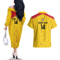 Colombia Football Custom Couples Matching Off The Shoulder Long Sleeve Dress and Hawaiian Shirt 2026 Butterflies Orange-barred Sulphur - Wonder Print Shop