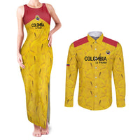 Colombia Football Custom Couples Matching Tank Maxi Dress and Long Sleeve Button Shirt 2026 Butterflies Orange-barred Sulphur - Wonder Print Shop