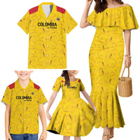 Colombia Football Custom Family Matching Mermaid Dress and Hawaiian Shirt 2026 Butterflies Orange-barred Sulphur - Wonder Print Shop