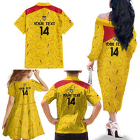 Colombia Football Custom Family Matching Off The Shoulder Long Sleeve Dress and Hawaiian Shirt 2026 Butterflies Orange-barred Sulphur - Wonder Print Shop