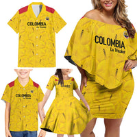 Colombia Football Custom Family Matching Off Shoulder Short Dress and Hawaiian Shirt 2026 Butterflies Orange-barred Sulphur - Wonder Print Shop