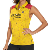 Colombia Football Custom Women Sleeveless Polo Shirt 2026 Butterflies Orange-barred Sulphur - Wonder Print Shop