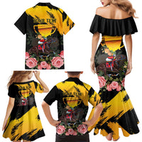 Personalised Australia Melbourne Cup Day Family Matching Mermaid Dress and Hawaiian Shirt Horse Racing Trophy With Roses - Wonder Print Shop