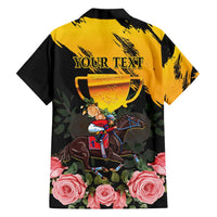 Personalised Australia Melbourne Cup Day Family Matching Summer Maxi Dress and Hawaiian Shirt Horse Racing Trophy With Roses - Wonder Print Shop
