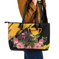 Australia Melbourne Cup Day Leather Tote Bag Horse Racing Trophy With Roses - Wonder Print Shop