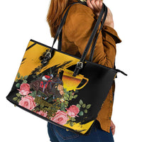 Australia Melbourne Cup Day Leather Tote Bag Horse Racing Trophy With Roses - Wonder Print Shop