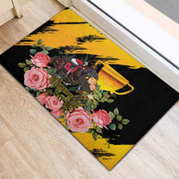 Australia Melbourne Cup Day Rubber Doormat Horse Racing Trophy With Roses - Wonder Print Shop