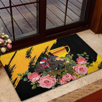 Australia Melbourne Cup Day Rubber Doormat Horse Racing Trophy With Roses - Wonder Print Shop