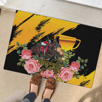 Australia Melbourne Cup Day Rubber Doormat Horse Racing Trophy With Roses - Wonder Print Shop