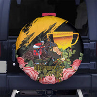 Australia Melbourne Cup Day Spare Tire Cover Horse Racing Trophy With Roses - Wonder Print Shop