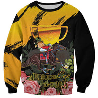 Personalised Australia Melbourne Cup Day Sweatshirt Horse Racing Trophy With Roses - Wonder Print Shop