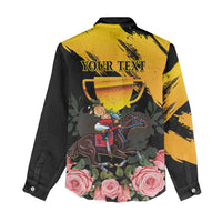 Personalised Australia Melbourne Cup Day Women Casual Shirt Horse Racing Trophy With Roses - Wonder Print Shop