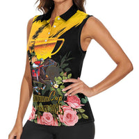 Personalised Australia Melbourne Cup Day Women Sleeveless Polo Shirt Horse Racing Trophy With Roses - Wonder Print Shop