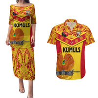 Custom Papua New Guinea Rugby Couples Matching Puletasi Dress and Hawaiian Shirt 2023 Go Kumuls Pacific Dynamic Style - Wonder Print Shop