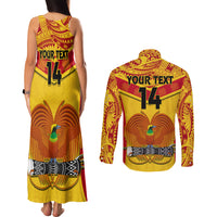 Custom Papua New Guinea Rugby Couples Matching Tank Maxi Dress and Long Sleeve Button Shirt 2023 Go Kumuls Pacific Dynamic Style - Wonder Print Shop
