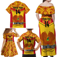 Custom Papua New Guinea Rugby Family Matching Off Shoulder Maxi Dress and Hawaiian Shirt 2023 Go Kumuls Pacific Dynamic Style - Wonder Print Shop