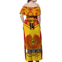 Custom Papua New Guinea Rugby Family Matching Off Shoulder Maxi Dress and Hawaiian Shirt 2023 Go Kumuls Pacific Dynamic Style - Wonder Print Shop