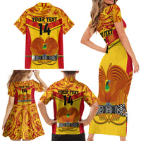 Custom Papua New Guinea Rugby Family Matching Short Sleeve Bodycon Dress and Hawaiian Shirt 2023 Go Kumuls Pacific Dynamic Style - Wonder Print Shop