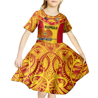 Custom Papua New Guinea Rugby Kid Short Sleeve Dress 2023 Go Kumuls Pacific Dynamic Style - Wonder Print Shop