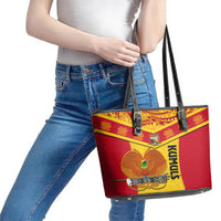 Custom Papua New Guinea Rugby Leather Tote Bag 2023 Go Kumuls Pacific Dynamic Style - Wonder Print Shop