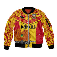 Custom Papua New Guinea Rugby Sleeve Zip Bomber Jacket 2023 Go Kumuls Pacific Dynamic Style - Wonder Print Shop
