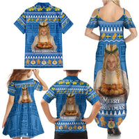 Sweden Christmas Family Matching Summer Maxi Dress and Hawaiian Shirt God Jul! Santa Lucia - Wonder Print Shop