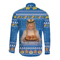 Sweden Christmas Long Sleeve Button Shirt God Jul! Santa Lucia - Wonder Print Shop