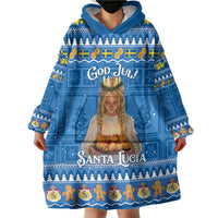 Sweden Christmas Wearable Blanket Hoodie God Jul! Santa Lucia - Wonder Print Shop