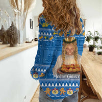 Sweden Christmas Women Casual Shirt God Jul! Santa Lucia - Wonder Print Shop