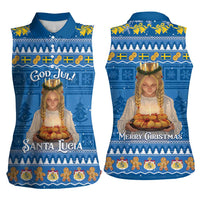 Sweden Christmas Women Sleeveless Polo Shirt God Jul! Santa Lucia - Wonder Print Shop