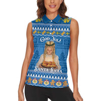 Sweden Christmas Women Sleeveless Polo Shirt God Jul! Santa Lucia - Wonder Print Shop