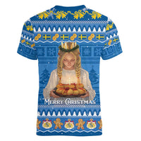 Sweden Christmas Women V-Neck T-Shirt God Jul! Santa Lucia - Wonder Print Shop