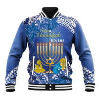 Personalised Hanukkah Jewish Festival Baseball Jacket It's Lit - Polynesian Pattern - Wonder Print Shop