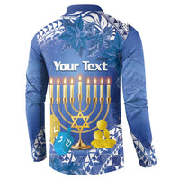 Personalised Hanukkah Jewish Festival Button Sweatshirt It's Lit - Polynesian Pattern - Wonder Print Shop