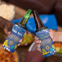 Personalised Hanukkah Jewish Festival 4 in 1 Can Cooler Tumbler It's Lit - Polynesian Pattern - Wonder Print Shop