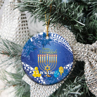 Hanukkah Jewish Festival Ceramic Ornament It's Lit - Polynesian Pattern - Wonder Print Shop